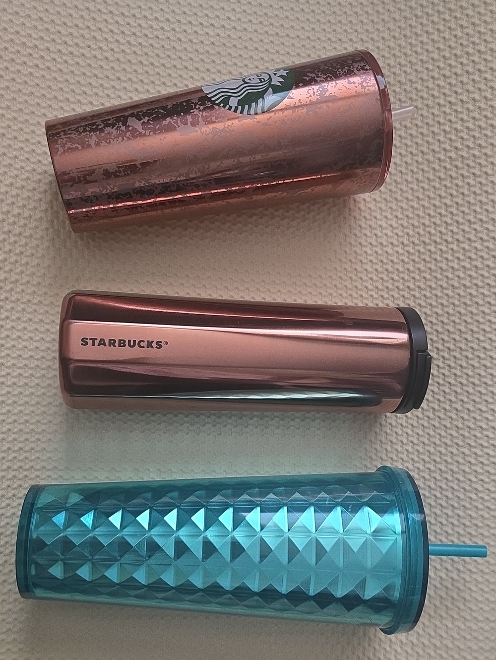 Starbucks Rose Gold and Teal Tumbler Set
